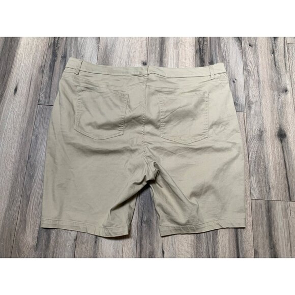 Lane Bryant Womans 28 Khaki Tan Bermuda Flat Front Shorts - Picture 3 of 5